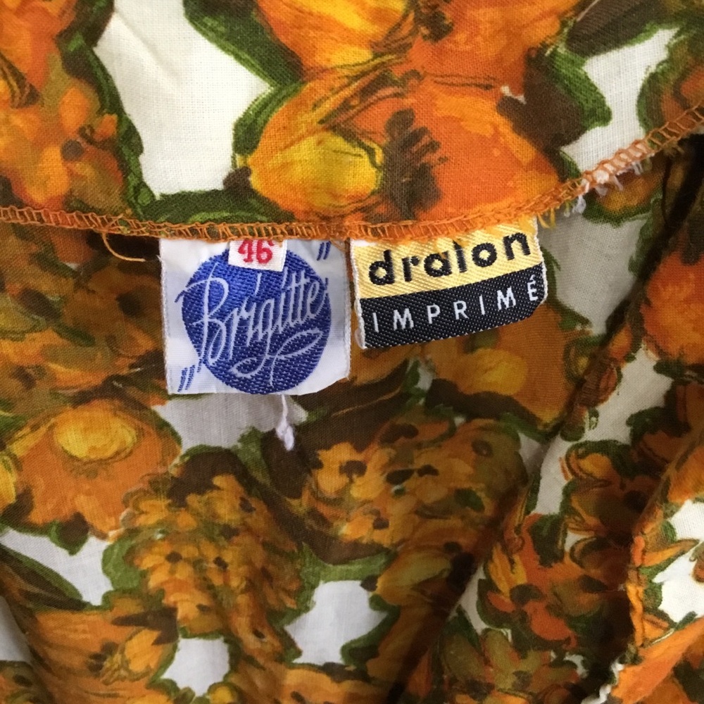 Vintage 1960s Brigitte Orange Floral Sleeveless Dress - Picture 4 of 13